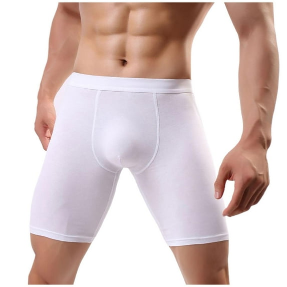 Iugvhana Men's Ice Silk Underwear with Bulge Pouch Breathable Cool Boxer Briefs Ultra-thin Stretch Boxers White XXL