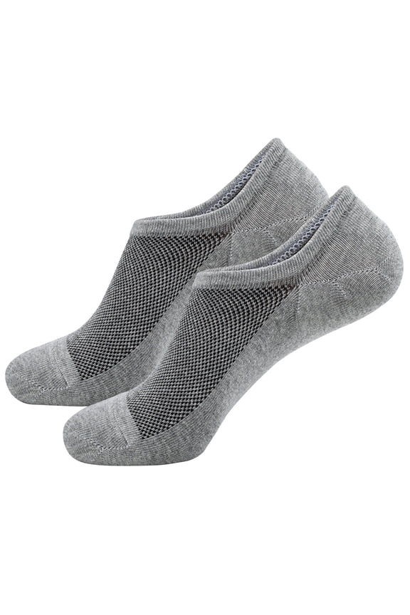 Men's Invisible No-Show Socks - Non-Slip Grip & Ultra-Thin Design for Dress Shoes, Boat Shoes Gray Free Size