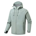 thumbnail image 1 of Iugvhana Men's Jacket Full Zip Waterproof Softshell Jackets Casual Hooded Outdoor Hiking Jacket with Zipper Pocket Windbreaker Mint Green XXXXL, 1 of 9