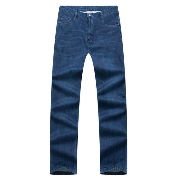 Iugvhana Men's Jeans Super-Soft Denim Pants Classic High Stretch Slim Fit Jean Trouser Casual Loose Big & Tall Outdoors Jeans Pants with Pockets Blue XL