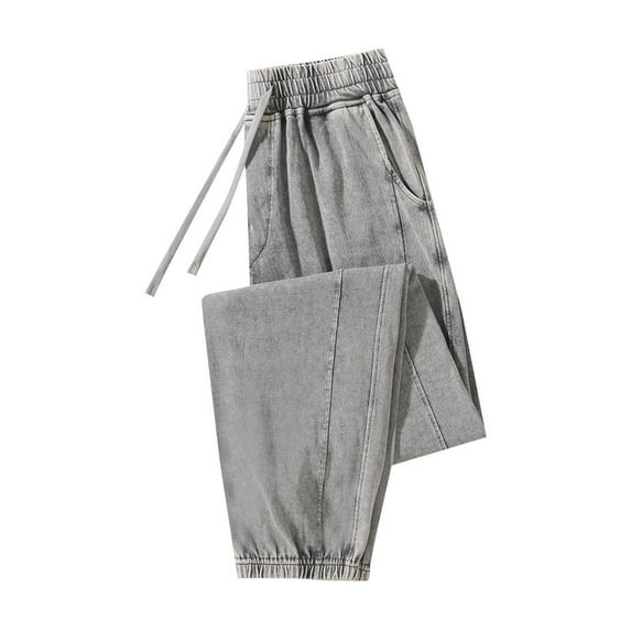 Iugvhana Men's Jogger Pants Elastic Waist Drawstring Washed Vintage Casual Pants Loose Fit Cotton Tapered Athletic Pants with Pockets Dark Gray XL