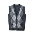 thumbnail image 1 of Iugvhana Men's Knit Sweater Vest Classic V-Neck Sleeveless Button Knitted Cardigan Sweaters Loose Casual Argyle Pattern Vests Dark Gray L, 1 of 8