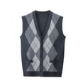 thumbnail image 1 of Iugvhana Men's Knit Sweater Vest Classic V-Neck Sleeveless Button Knitted Cardigan Sweaters Loose Casual Argyle Pattern Vests Dark Gray XXXL, 1 of 8