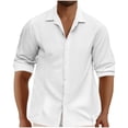 thumbnail image 1 of Iugvhana Men's Leisure Shirts Classic Solid Color Long Sleeve Lapel Button Down Shirt Blouse Tops Casual Business Shirt White XXXL, 1 of 5