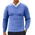 thumbnail image 1 of Iugvhana Men's Lightweight V-Neck Sweater Soft Casual Sweaters for Men Classic Pullover Sweaters with Ribbing Edge Light Blue L, 1 of 5