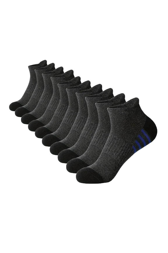 Men's Low Cut Ankle Socks 5-Pack - Arch Support Compression Sport Socks with Anti-Slip Cushion for Running, Basketball, Cross Training Gray#1 S