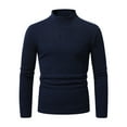 thumbnail image 1 of Iugvhana Men's Mock Turtleneck Pullover Sweater Casual Thick Weave Textured Ribbed Knitting Sweaters Navy XL, 1 of 7