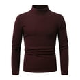 thumbnail image 1 of Iugvhana Men's Mock Turtleneck Pullover Sweater Casual Thick Weave Textured Ribbed Knitting Sweaters Wine M, 1 of 7