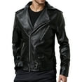 thumbnail image 1 of Iugvhana Men's Motorcycle Leather Jackets Retro Trendy Slim Fit Cool Long Sleeve Zip Up Lapel Collar Jacket Coat Black XXL, 1 of 9
