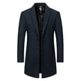 thumbnail image 1 of Iugvhana Men's Overcoat Mid-Length Single Breasted Trench Coat Wool Blend Top Coat Navy L, 1 of 8