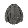 thumbnail image 1 of Iugvhana Men's Oversized Corduroy Long Sleeve Shirt Top Comfortable Casual Solid Loose Fit Button Pocket Lapel Shirt Gray L, 1 of 8