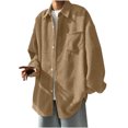 thumbnail image 1 of Iugvhana Men's Oversized Corduroy Long Sleeve Shirts Tops Comfort Solid Casual Loose Cardigan Button Down Lapel Shirt Coffee L, 1 of 4