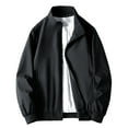 thumbnail image 1 of Iugvhana Men's Oversized Jackets Loose Casual Long Sleeve Full Zipper Jacket Coats Standing Collar Outwear with Zip Pockets Black XXL, 1 of 9