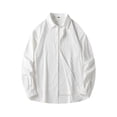 thumbnail image 1 of Iugvhana Men's Oversized Shirt Regular-Fit Solid Long Sleeve Button Down Lapel Cotton Shirt Tops Casual Loose Shirts White M, 1 of 7