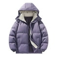 thumbnail image 1 of Iugvhana Men's Padded Jacket Warm Hooded Full Zip Thickened Puffer Jacket Coat Casual Overcoat Windproof Thermal Winter Jacket Purple M, 1 of 3