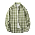 thumbnail image 1 of Iugvhana Men's Plaid Print Shirts Casual Loose Fit Turndown Collar Button Down Shirt Top Leisure Long Sleeve Blouses Green XXL, 1 of 7