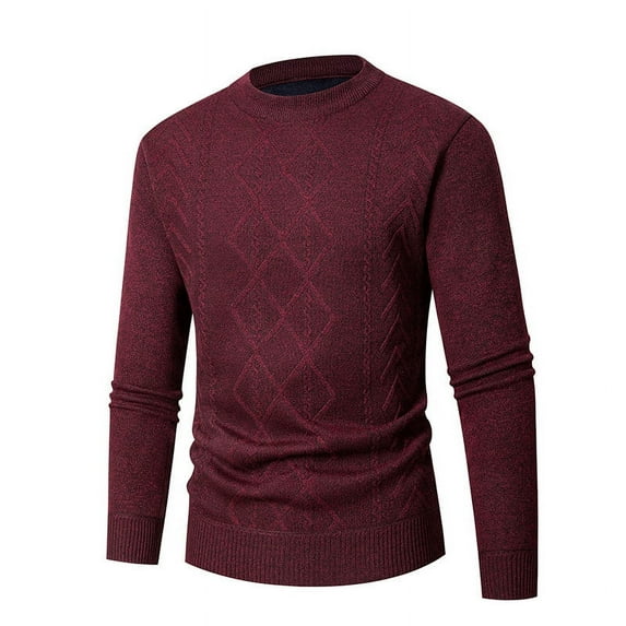 Iugvhana Men's Pullover Classic Fit Lightweight Round Neck Long Sleeve Sweaters Slim Casual Lightweight Knit Sweater Wine L
