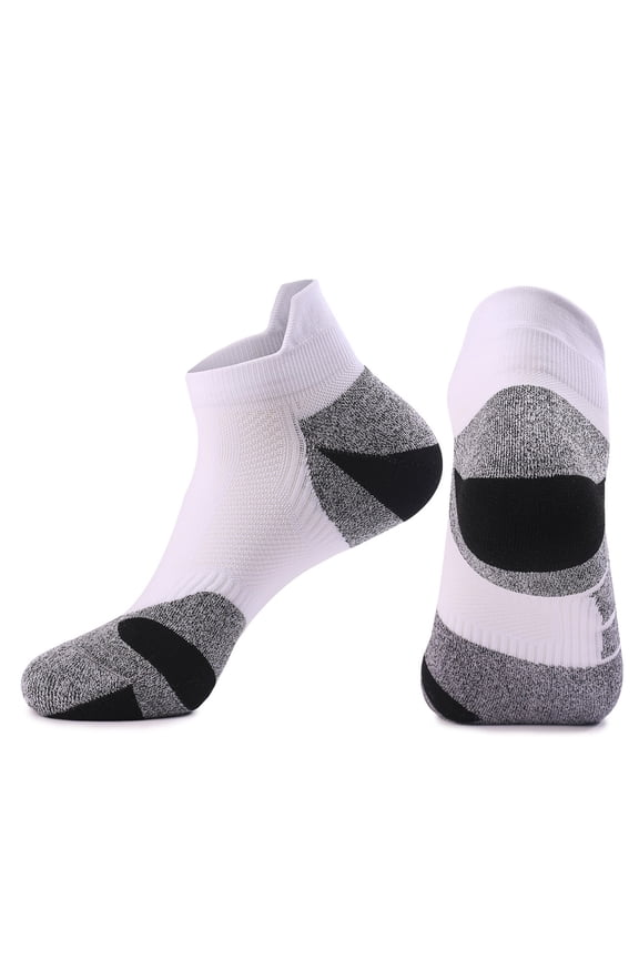 Men's Quick-Dry Ankle Sports Socks - Lightweight Breathable Running Socks with Tab for Gym, Trail Running, Crossfit Training White Free Size