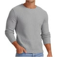 thumbnail image 1 of Iugvhana Men's Regular-Fit Crewneck Sweaters Classic Solid Textured Cable Knitted Pullover Sweater Thermal Long Sleeve Tops Gray XXL, 1 of 5