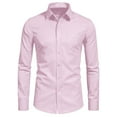 thumbnail image 1 of Iugvhana Men's Regular Fit Shirt Four Side Silk Solid Long Sleeve Business Dress Shirts Slim Lapel Button Down Pocket Tops Pink M, 1 of 5
