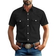 thumbnail image 1 of Iugvhana Men's Short Sleeve Fishing Shirt Casual Button Down Lapel Collar Loose Fit Lightweight Outdoor Active Shirts with Pockets Black XXXXL, 1 of 5
