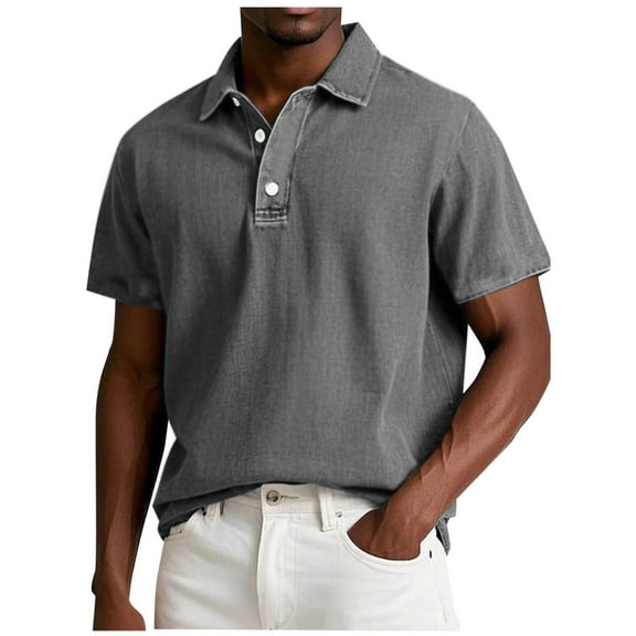 Iugvhana Men's Short Sleeve Shirt Casual Summer Collar Athletic Shirts Button Relaxed Fit Classic Golf Shirts Gray XXXXL