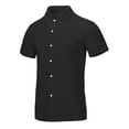 thumbnail image 1 of Iugvhana Men's Short Sleeve Soft Shirt Classic Fit Solid Color Button Down Shirt Tops Casual Turndown Collar Tees Shirt Black S, 1 of 8