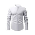 thumbnail image 1 of Iugvhana Men's Slim Fit Business Dress Shirts Casual Long Sleeve Stand Collar Solid Color Shirt Top Button Blouse White L, 1 of 1
