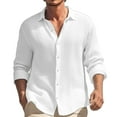 thumbnail image 1 of Iugvhana Men's Solid Color Lapel Cardigan Long Sleeve Shirt Breathable Button Down Shirts Casual Summer Beach Shirt Top White XL, 1 of 7