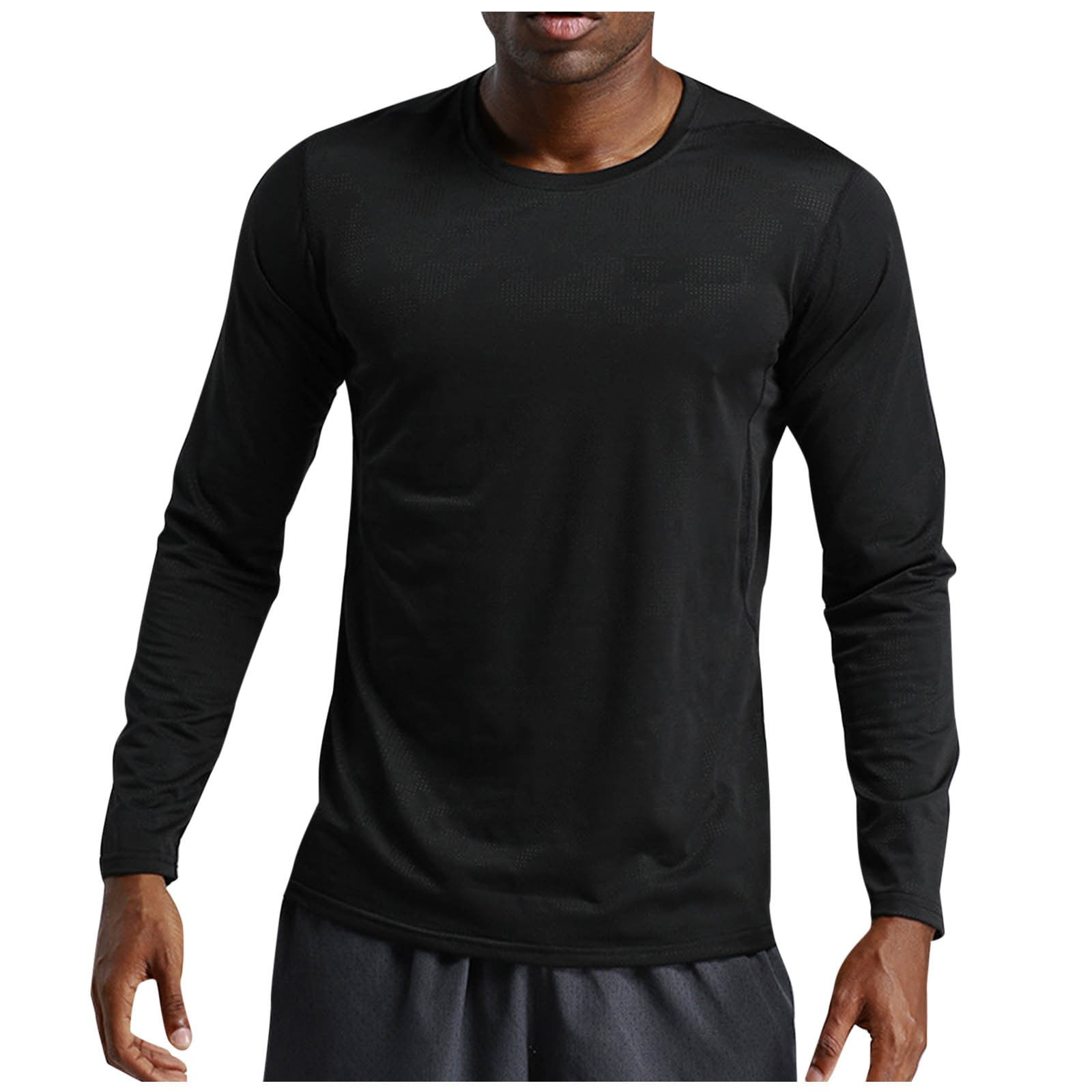 Iugvhana Men's Sports Shirt Long Sleeve Crew Neck Training Athletic ...