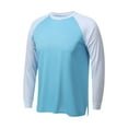 thumbnail image 1 of Iugvhana Men's Sports Shirts Long Sleeve Crew Neck Training Athletic Running Tops Workout Pullover Color Block Base Layers T-Shirts Sky Blue XXL, 1 of 3