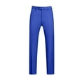 thumbnail image 1 of Iugvhana Men's Straight-Fit Dress Pants Button Zipper Trendy Solid Color Stretch Suit Trousers Big and Tall Loose Casual Regular Fit Trouser Blue XXXXL, 1 of 3