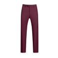 thumbnail image 1 of Iugvhana Men's Straight-Fit Dress Pants Button Zipper Trendy Solid Color Stretch Suit Trousers Big and Tall Loose Casual Regular Fit Trouser Wine XXXL, 1 of 3