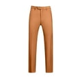 thumbnail image 1 of Iugvhana Men's Straight-Fit Dress Pants Button Zipper Trendy Solid Color Stretch Suit Trousers Big and Tall Loose Casual Regular Fit Trouser Brown XL, 1 of 3