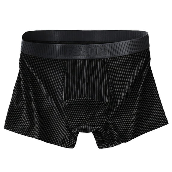 Iugvhana Men's Stripe Boxers Stretch Cool Comfortable Soft Breathable Boxer Brief Short Underwear Black XXXXL