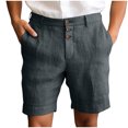 thumbnail image 1 of Iugvhana Men's Suit Shorts Pants Cotton Linen Casual Pleated Wide Leg Summer Beach Shorts with Button Elastic Waist Gray#1 S, 1 of 6