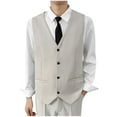 thumbnail image 1 of Iugvhana Men's Suit Vests Business Casual Vest Lightweight Formal Dress Vest Slim Fit Waistcoat for Suits Tuxedo Khaki XXL, 1 of 7