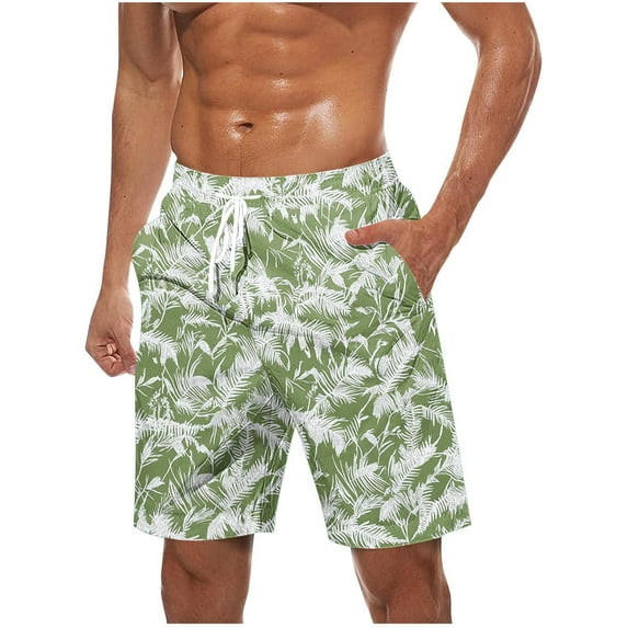 Iugvhana Men's Summer Swim Trunks Quick Dry Swimming Trunks Floral Pineapple Beach Shorts with Drawstring and Pockets Green S