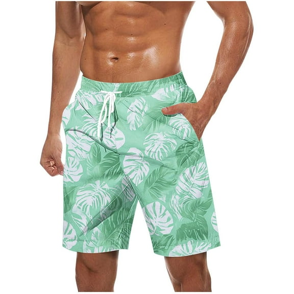 Iugvhana Men's Summer Swim Trunks Quick Dry Swimming Trunks Floral Pineapple Beach Shorts with Drawstring and Pockets Mint Green XXXXXL
