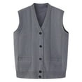 thumbnail image 1 of Iugvhana Men's Sweater Vest Button Down V-Neck Sleeveless Knitted Lightweight Casual Cardigan Sweaters Gray Free Size, 1 of 7