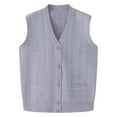 thumbnail image 1 of Iugvhana Men's Sweater Vest Button Down V-Neck Sleeveless Knitted Lightweight Casual Cardigan Sweaters Silver Free Size, 1 of 3
