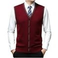 thumbnail image 1 of Iugvhana Men's Sweaters Vests V Neck Casual Sleeveless Knitted Button Cardigan Vest Slim Fit Trendy Business Leisure Knit Sweater Red XL, 1 of 4