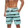 thumbnail image 1 of Iugvhana Men's Swim Trunks Beachwear Outdoor Quick Dry Soft Drawstring Striped Print Elastic Waist Board Shorts with Pockets Mint Green XXXXL, 1 of 5