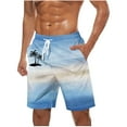 thumbnail image 1 of Iugvhana Men's Swim Trunks Gradient Color Palm Tree Print Hawaiian Beach Shorts with Pockets and Drawstring Summer Shorts Light Blue XXXXL, 1 of 5