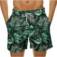 thumbnail image 1 of Iugvhana Men's Swim Trunks Quick Dry Bathing Suit Big & Tall Beach Swimsuits Tropical Floral Hawaiian Summer Shorts Green S, 1 of 5