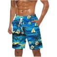 thumbnail image 1 of Iugvhana Men's Swim Trunks Quick Dry Bathing Suit Big & Tall Beach Swimsuits with Drawstring Print Summer Beach Shorts Blue XXL, 1 of 5