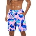 thumbnail image 1 of Iugvhana Men's Swim Trunks Shorts Plus Size Quick Dry Boardshorts Hawaiian Printing Summer Beach Shorts with Drawstring Pink L, 1 of 5
