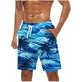 thumbnail image 1 of Iugvhana Men's Swim Trunks Shorts Plus Size Quick Dry Boardshorts Hawaiian Printing Summer Beach Shorts with Drawstring Sky Blue#1 XXXL, 1 of 5