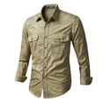 thumbnail image 1 of Iugvhana Men's Tactical Shirts Quick Dry UV Protection Breathable Long Sleeve Hiking Fishing Button Shirts with Pocket Khaki#1 XXXXL, 1 of 2