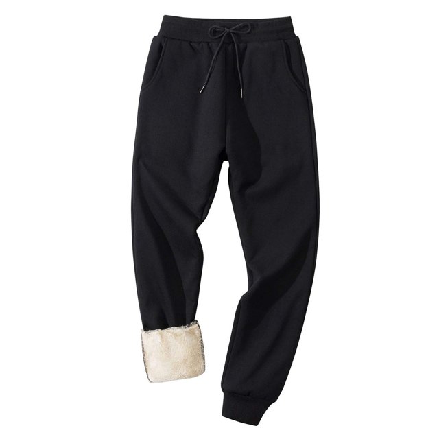 Men's Thermal Fleece Jogger Pants – Sherpa Lined, Winter Warm, Elastic Waist With Drawcord, For Casual & Sport